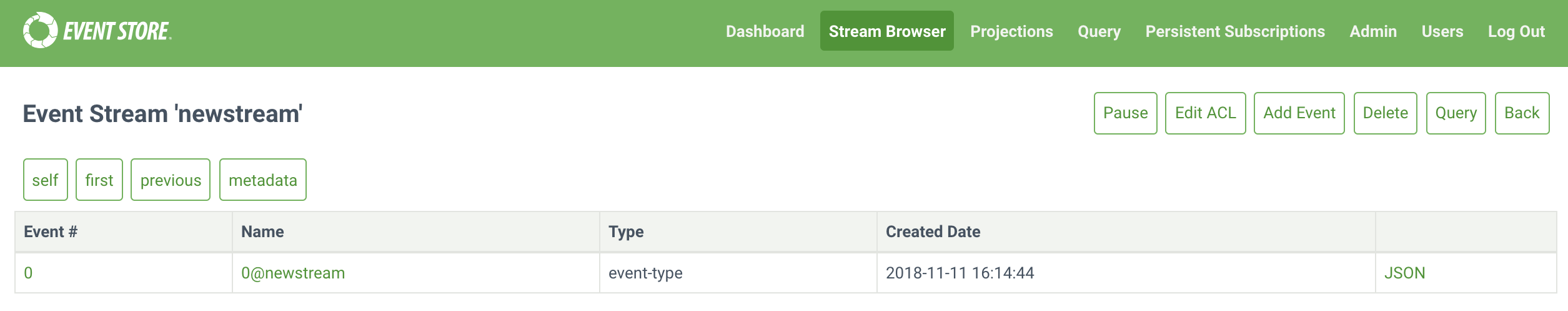 Web admin interface stream details